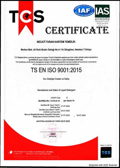 ISO 9001 Sertifikası